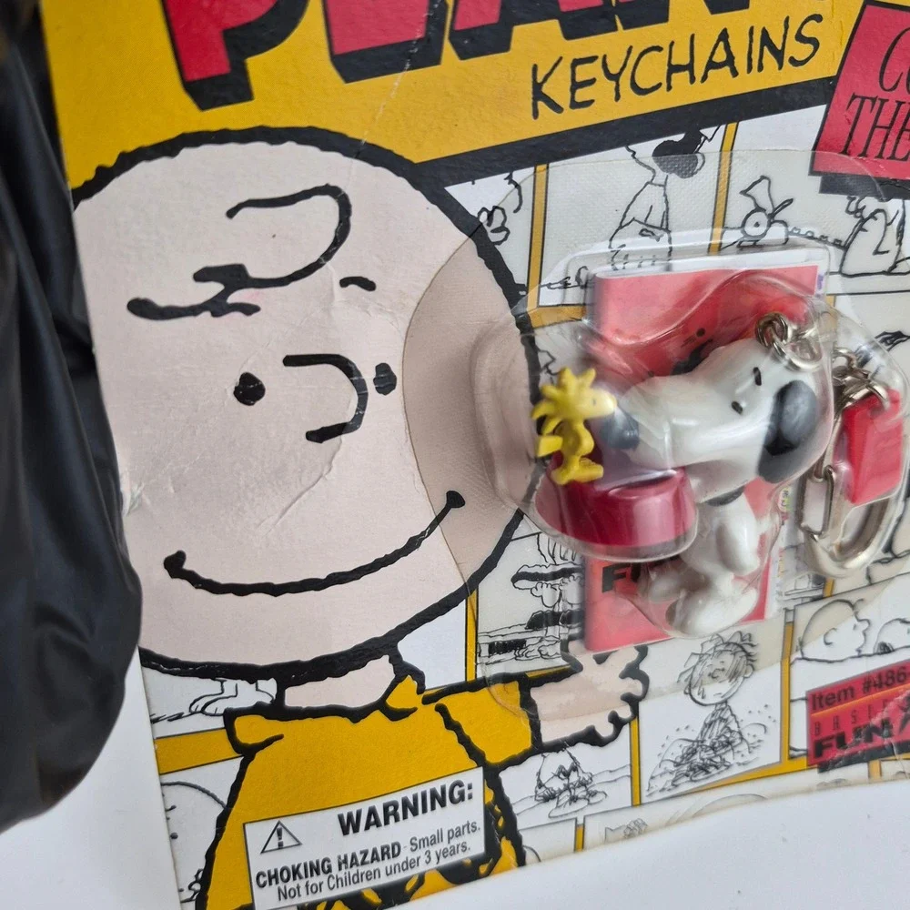 Vintage Peanuts Snoopy Woodstock Keychain Basic Fun Clip On Item 486-0 New